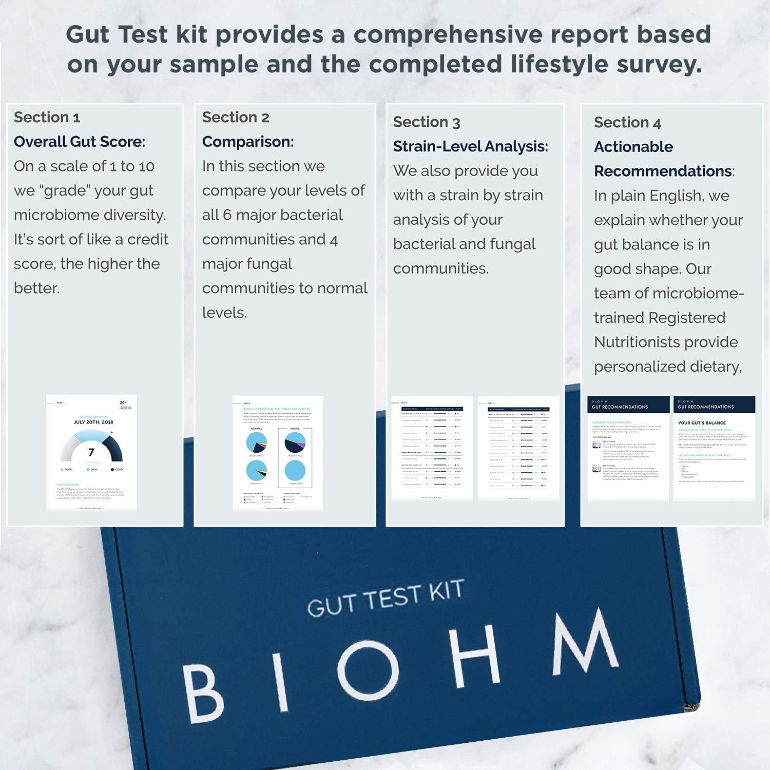 BIOHM BIOHM Gut Test Kit for Health and Digestive Health, Bacteria Test Home Kit with Gut Score, Easy-to-Read Results, and Actionable Recommendations