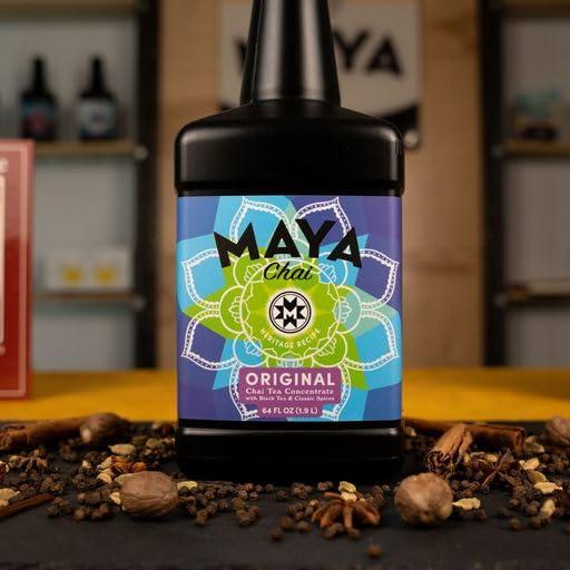Maya Tea Maya Chai Tea Concentrate, Original, Heritage Recipe, Black Tea and Classic Spices, 64 Fl Oz (Pack of 1)