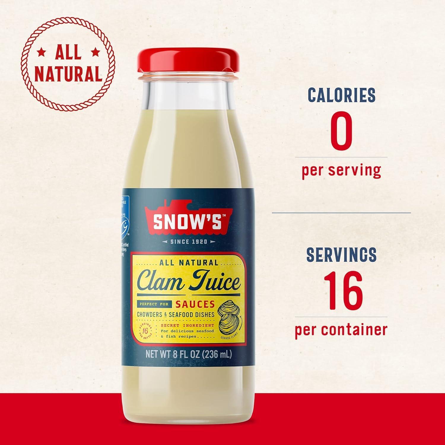 Bumble Bee Snow\'s All Natural Clam Juice, 8 Fl Oz (Pack of 2)