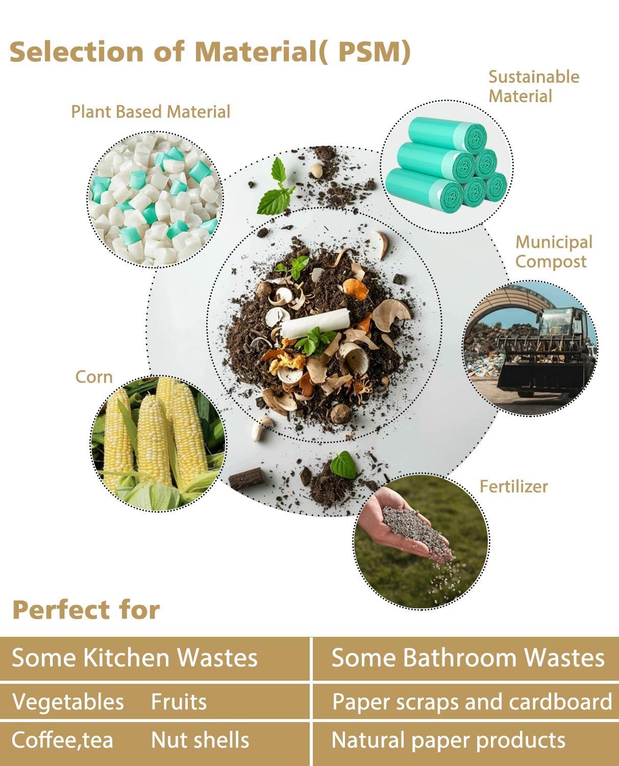 AYOTEE Small Compost Bags 1.2 Gallon 125 Count, AYOTEE Drawstring Mini Trash Bags, Strong Small Compostable Trash Bags Small Bathroom Trash Bags for Home Kitchen Office Fit 4.5-5 Liter Trash Can, 1-1.5 Gal