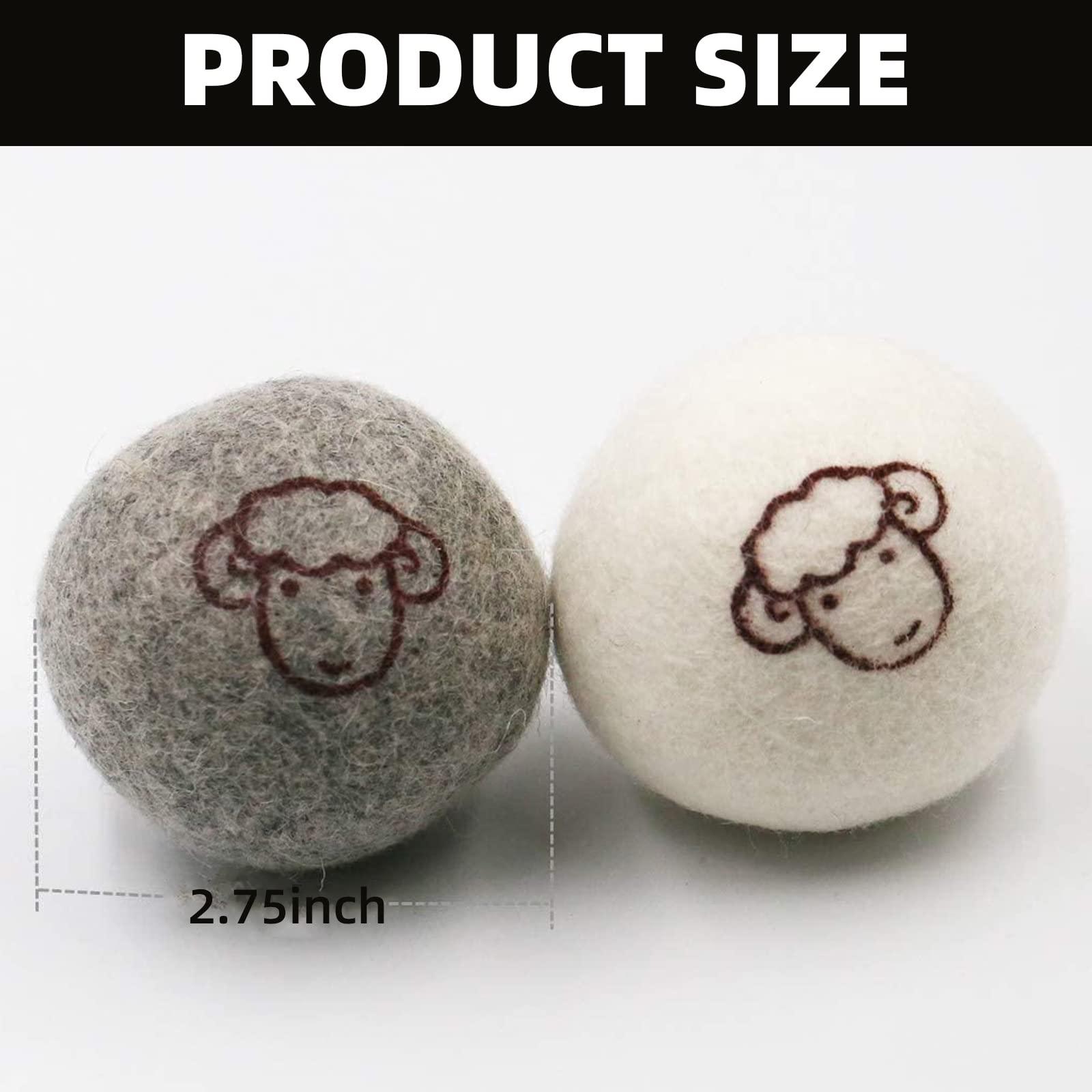 LNBEI Wool Dryer Balls - 6 PCS Tumble Dryer Balls, Hypoallergenic, Reusable, Anti Static Tumble Dryer Balls, Natural Fabric Softener, Reduce Drying Time and Wrinkles, Wool Balls for Tumble Dryer