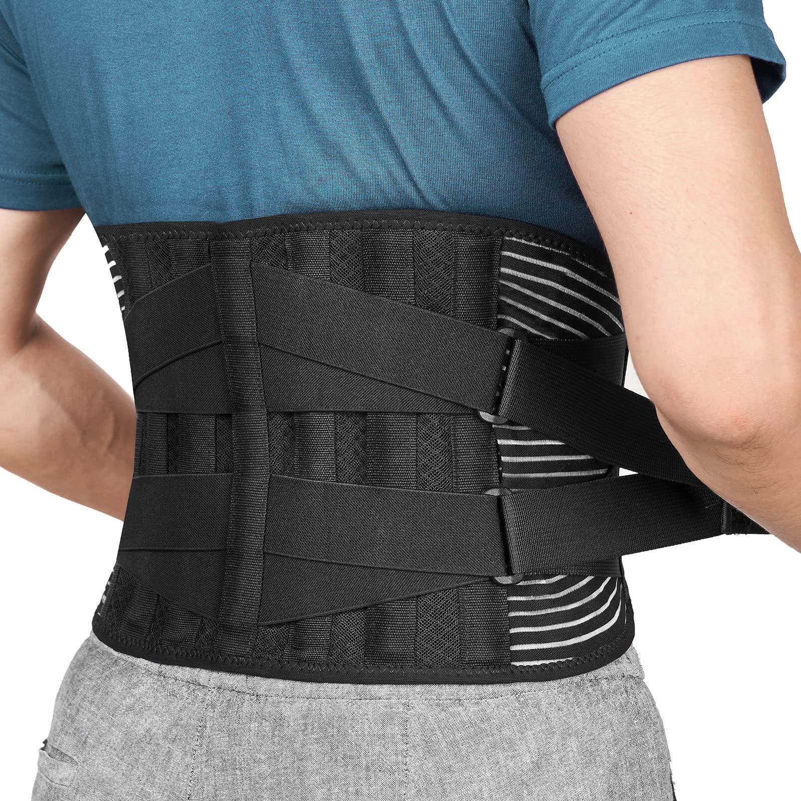 FREETOO FREETOO Back Braces for Lower Back Pain Relief with 6 Stays, Breathable Back Support Belt for Men/Women for work , Anti-skid lumbar support belt with 16-hole Mesh for sciatica(S)