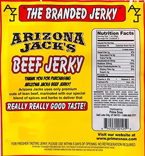 Prime Snax Corp Arizona Jack's Super Giga Individually Wrapped Jerky 4 Flavor Multipack (Original, Teriyaki, Pepper, & Hot)