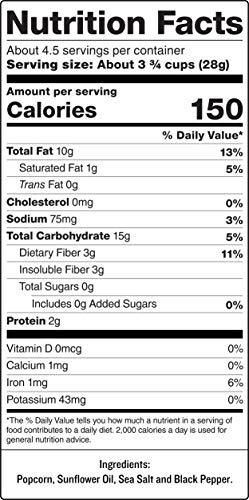 SkinnyPop SkinnyPop Sea Salt & Pepper Popcorn, Gluten Free, Non-GMO, Healthy Popcorn Snacks, Skinny Pop, 4.4oz Grocery Size Bags (12 Count)