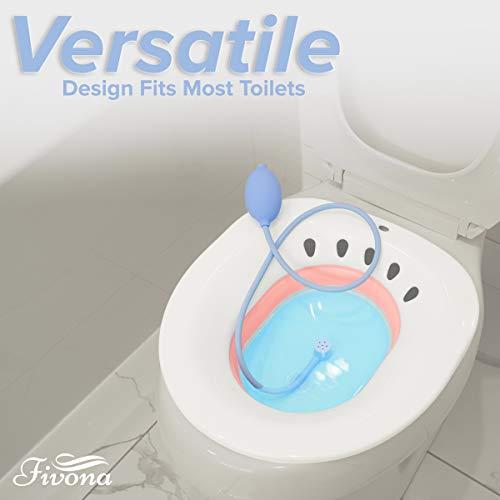 FIVONA Fivona Sitz Bath for Toilet Seat with Massage Hand Flusher; Postpartum Care and Hemorrhoid Treatment; BPA Free V-Steaming Kit; Perfect for Perineal Soak and Portable Bidet