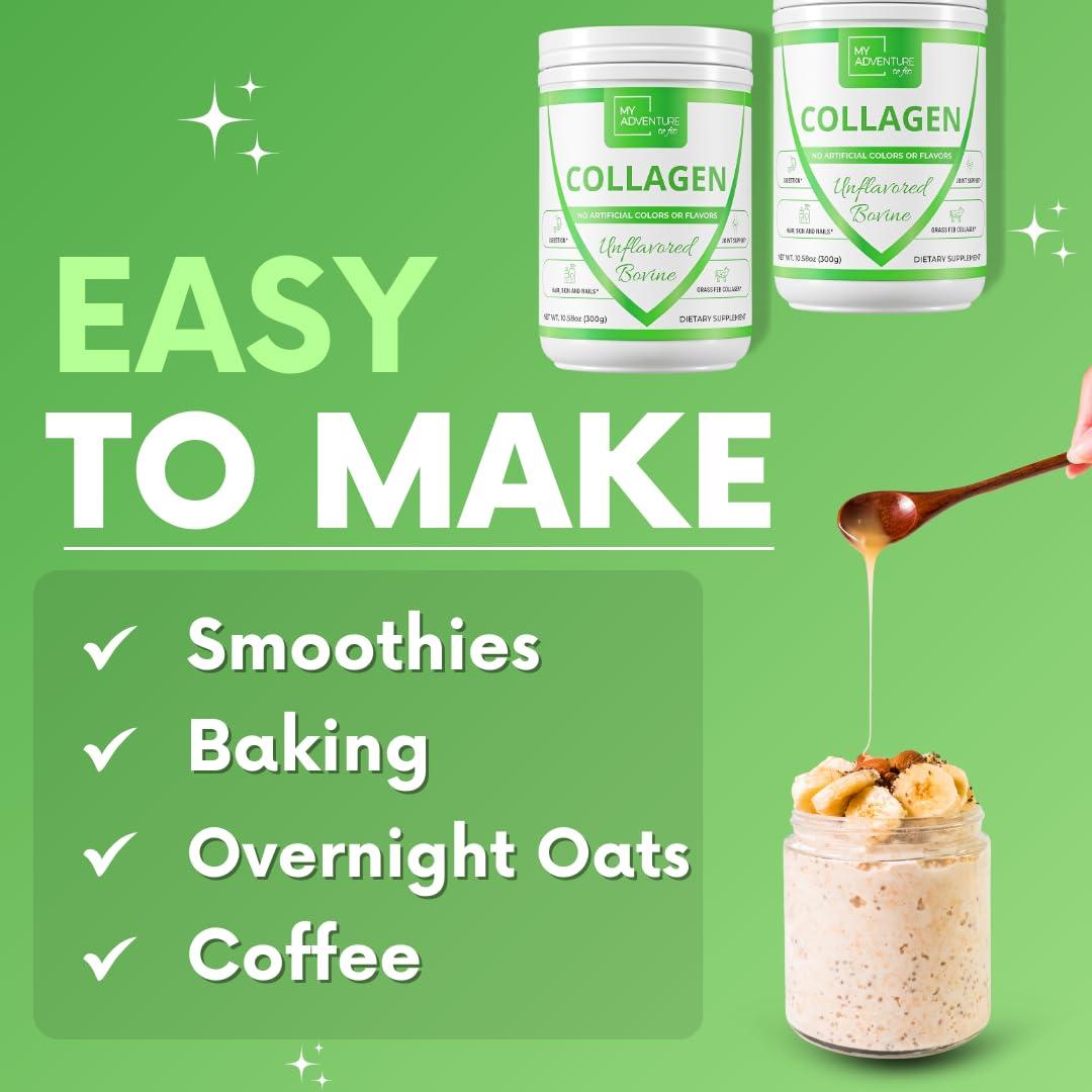 My Adventure to Fit Hydrolyzed Collagen Powder for Women - Grass Fed Collagen Powder for Muscle Growth & Collagen Protein Powder - Keto Collagen Powder for Joints & Gut Health - Unflavored Bovine 300g
