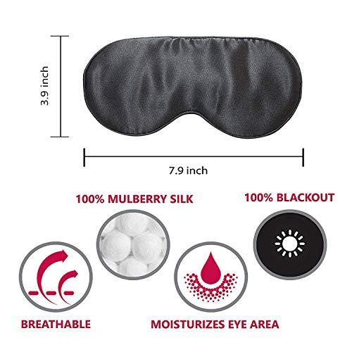 S SLEEPLUSH SWEET DREAMS Sleeplush Silk Sleep Mask – Sleep Mask with Silk Covered Straps – Sleep Masks for Women and Men - Eye Mask for Sleeping Comes with Ear Plugs and Pocket Bag - Weighted Sleep Mask - Black Pack of 2
