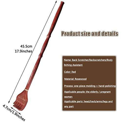 FGQuelle Back Scratcher for Men Household Medium and Long Handle Backscratchers, Elderly Use Hand Polished Wood Scratching, Great Gift (Color : Red*2, Size : 45.5cm)