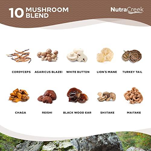 NutraCreek NutraCreek Mushroom Complex | Cordyceps Mushroom, Reishi, Shiitake, Maitake and Lions Mane Supplement. A 10-Mushroom Supplement to Support Your Mind and Body | 60 Mushroom Capsules