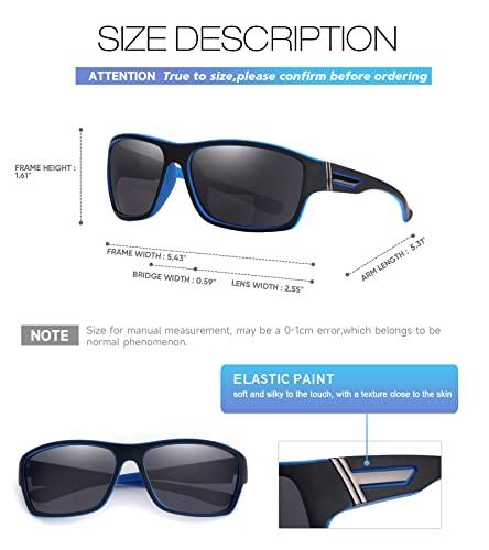 SKYOAK SKYOAK Premium Lightweight Photochromic Bifocal Reading Sunglasses TR90 Frame Wrap Around Design Blue Light Blocker UV 400 Protection Outdoor Sun Reader Driving/Fishing/Running/Cycling (Blue +2.0)