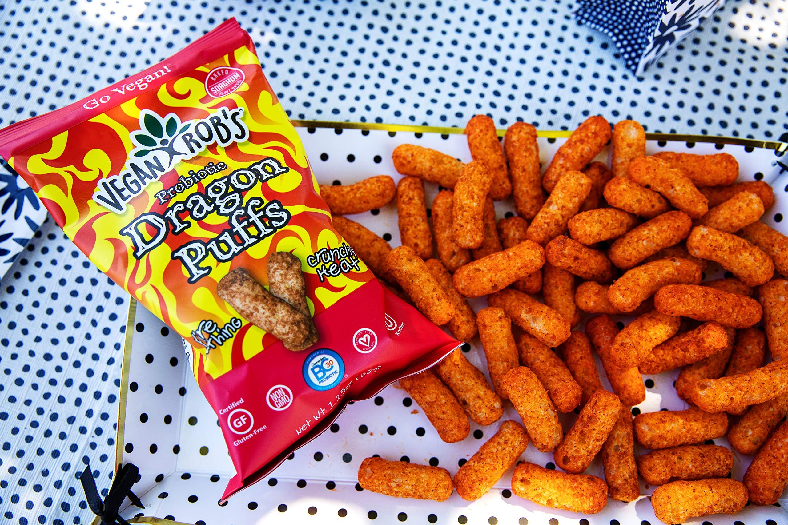 Vegan Rob's Vegan Rob's Puffs, Dragon | Made with Probiotics, Gluten-Free Snack, Plant Based, Vegan, Zero Trans Fats |3.5 Ounce (Pack of 12)