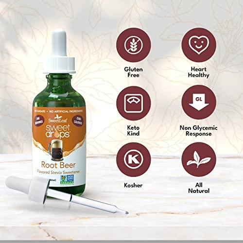 Sweet Drops SweetLeaf Stevia Liquid Sweet Drops - Liquid Stevia Sweetener, Sugar-Free Root Beer Soda Syrup Alternative, 2 Fl Oz (Pack of 2)