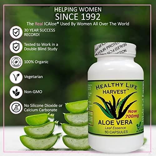 Healthy Life Harvest Healthy Life Harvest ICAloe Capsules - IC Supplements, Non-GMO, Interstitial Cystitis for 30 Years- Vegetarian - Each bottle has 90 - 700mg caps