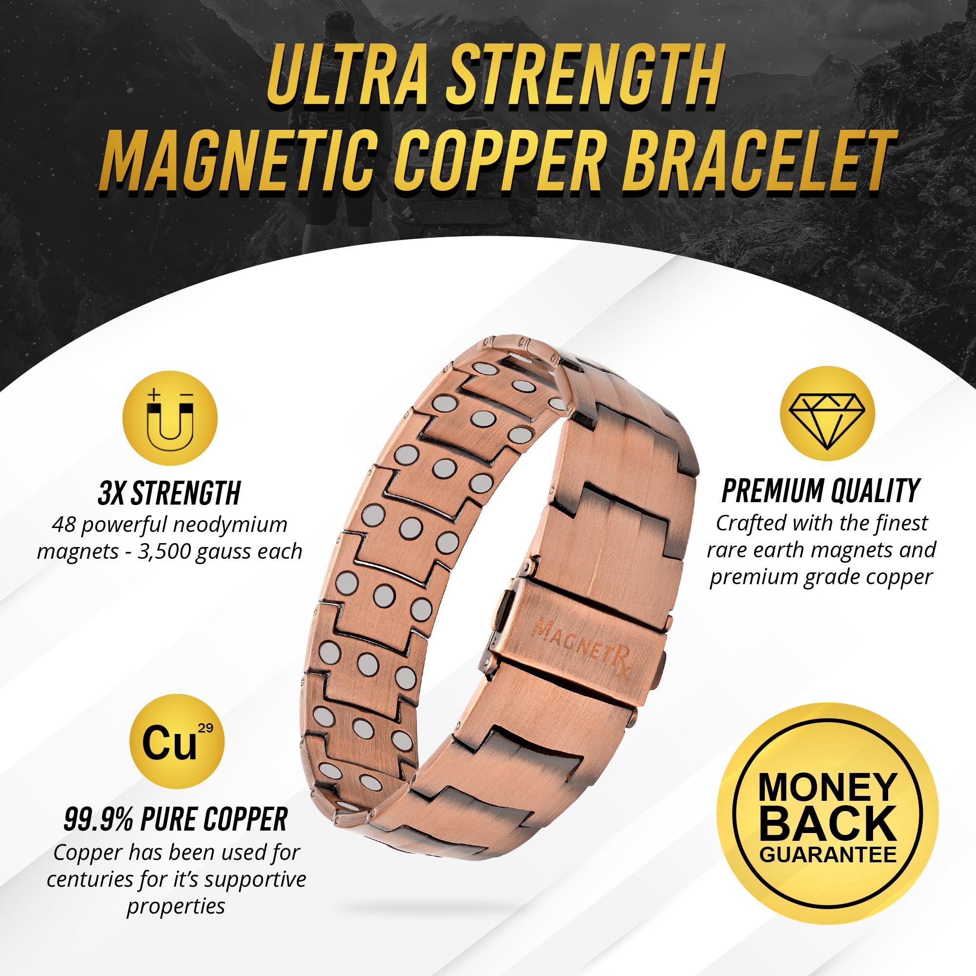 MagnetRX MagnetRX 3X Strength Copper Bracelet 99.9% Pure Copper Bracelets for Men with Magnets Premium Fold-Over Clasp and Adjustable Bracelet Length with Included Sizing Tool (Legacy)