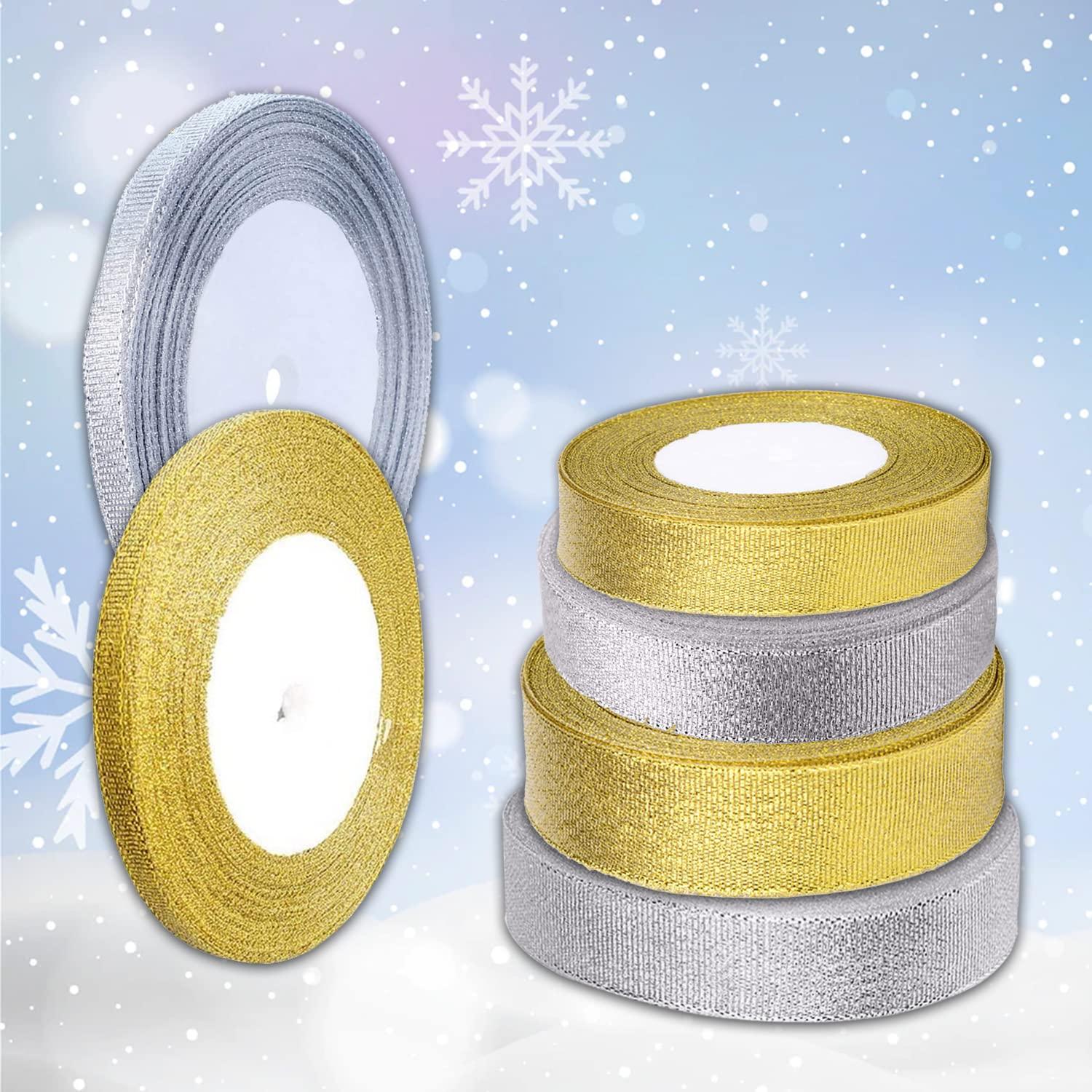 Trimming Shop Trimming Shop 6 Assorted Christmas Ribbons Grosgrain Fabric Ribbon for Xmas Present Gift Wrapping, DIY Crafts, Christmas Tree & Wreath Decor, DIY Crafts, Christmas Party Decoration, 6 Metres