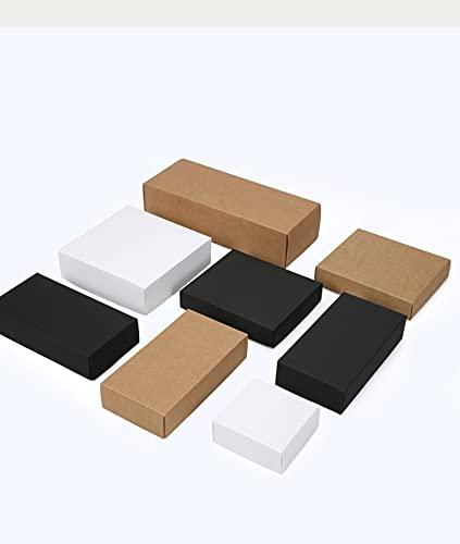 Crysdaralovebi 10pcs Kraft Black White Cardboard Box with Lid Kraft Paper Blank Carton Box DIY Craft Gift Packaging Boxes (White,17x9x3.8cm)