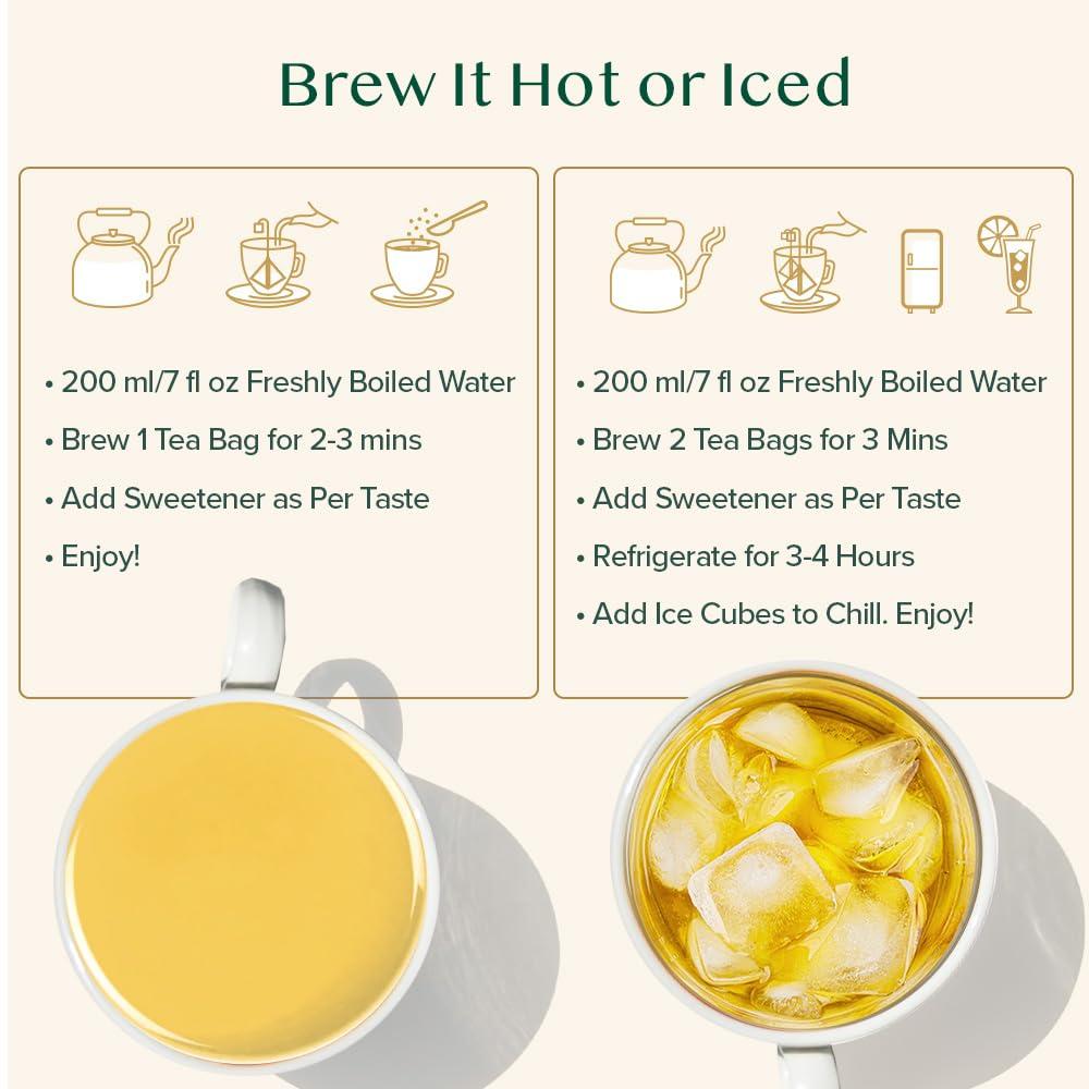 VAHDAM VAHDAM, Original Himalayan Green Tea (15 Count) High Grown, Non GMO, Gluten Free, Med Caffeine | Earthy, Smooth & Refreshing | Resealable & Individually Wrapped | Plant-Based Pyramid Tea Bags