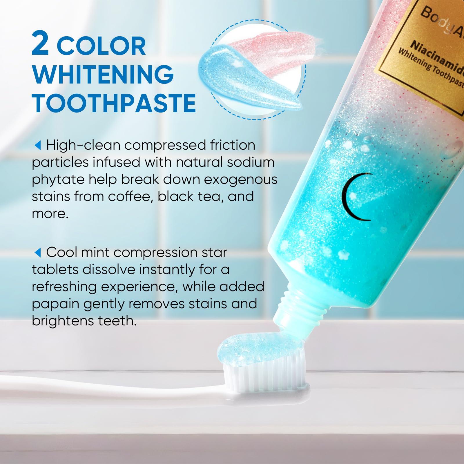 BodyAccel BodyAccel Niacinamide Whitening Toothpaste, BodyAccel Toothpaste, Niacinamide Intensive Whitening Toothpaste, Niacinamide Toothpaste, Stain Removal Toothpaste Natural, Fresh Breath (2)