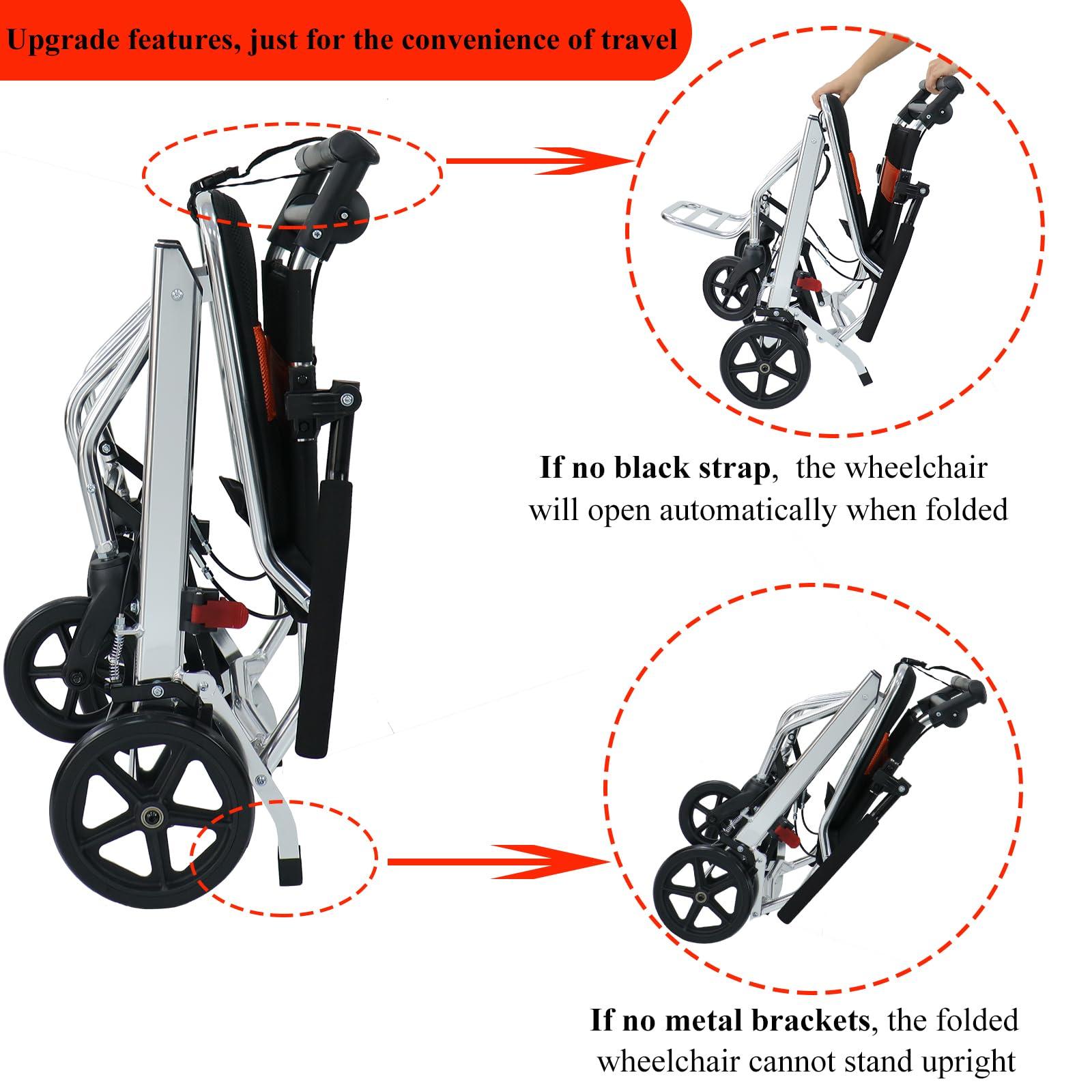urge medical Portable Folding Wheelchair, Travel Wheelchair with handbrake, Ultra-Light Wheelchair for The Elderly and Children (with Bag)…