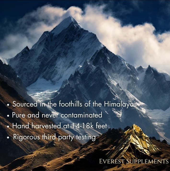 Everest Supplements Shilajit Pure Himalayan Organic Shilajit Resin - Shilajit for Men - Gold Grade 500 mg Maximum Potency - 85 Trace Minerals & Fulvic and Humic Acid for Energy Immune Support, 30 Grams