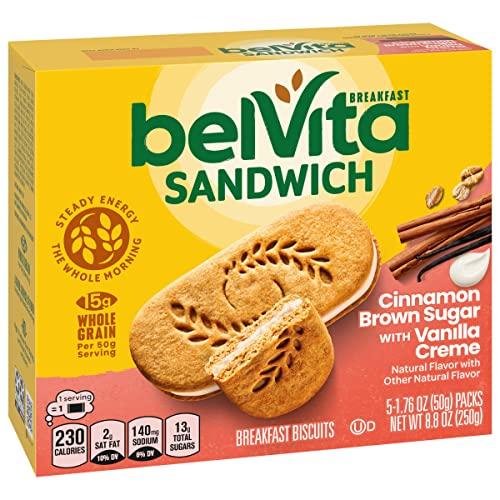 Belvita belVita Breakfast Sandwich Cinnamon Brown Sugar with Vanilla Creme Breakfast Biscuits, 5 Packs (2 Sandwiches Per Pack)