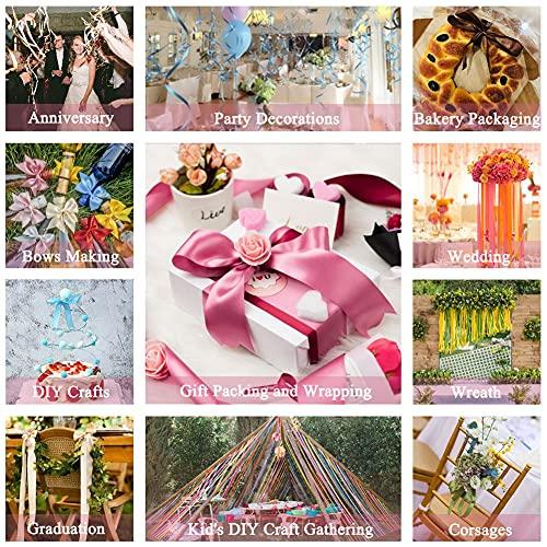 AHOMAME White Satin Ribbon 1 Inches x 25 Yards, Solid Color Fabric Ribbon for Gift Wrapping, Crafts, Hair Bows Making, Wreath, Wedding Party Decoration and Sewing Projects