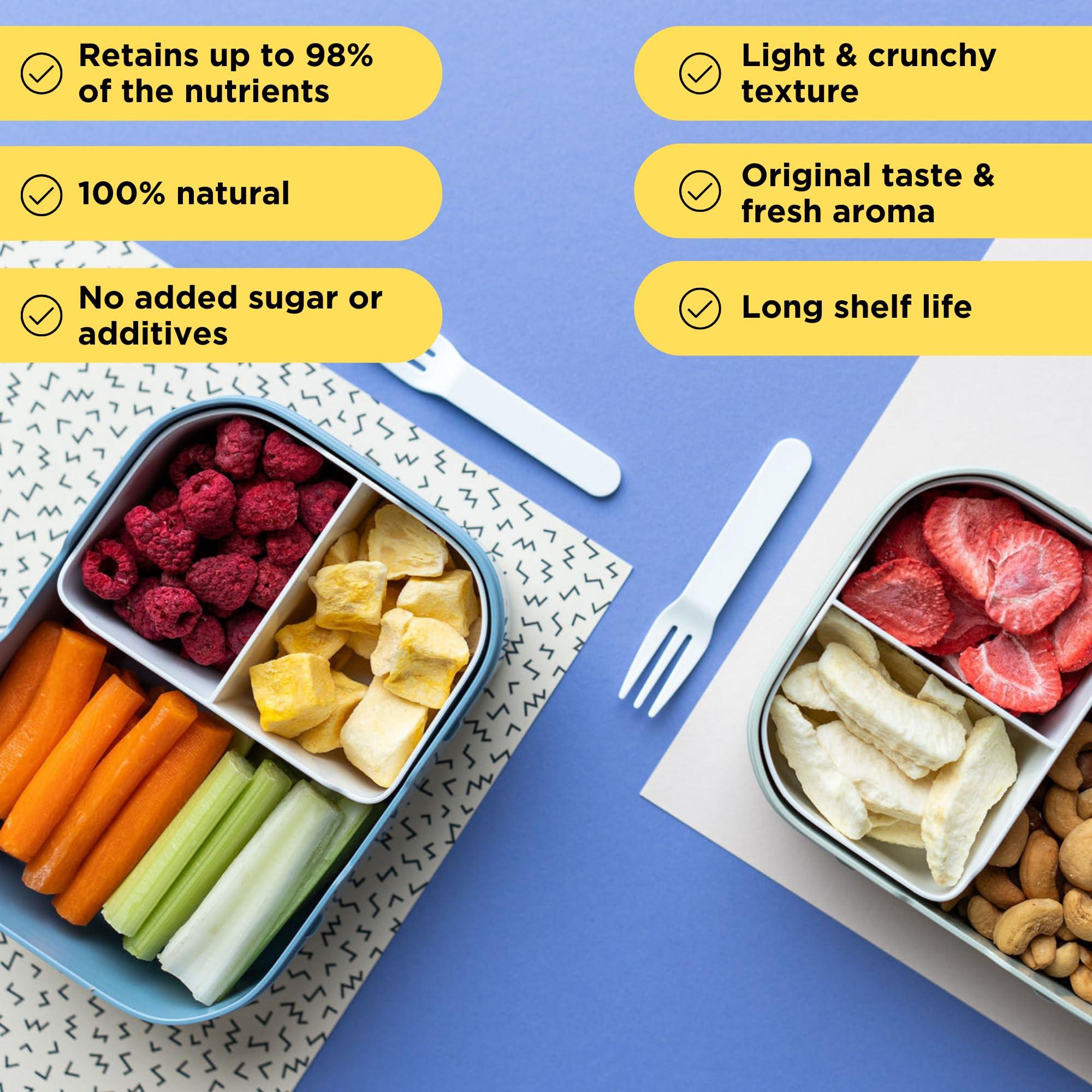 SUMMMER Freeze Dried Fruit Mix - 12 Dried Fruit Snacks Individual Packs Strawberry, Raspberry, Pineapple, Mango, Banana, Blueberry, Apple - No Added Sugar, 100% Natural Freeze Dried Snacks