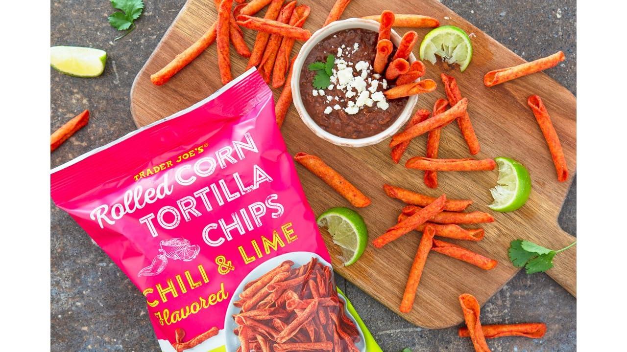 Trader Joe\'s Trader Joe\'s Rolled Corn Tortilla Chips Chili & Lime Flavored Net Wt. 9 Oz (255g) - Pack of 4