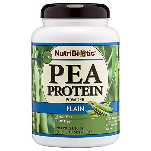 NutriBiotic NutriBiotic Pea Protein Plain, 21 Oz | Low Carb Vegan Plant Protein Powder | 100% Grown & Processed in the USA | Deliciously Creamy & BCAA-Rich | Made without Chemicals, GMOs & Gluten | Keto Friendly