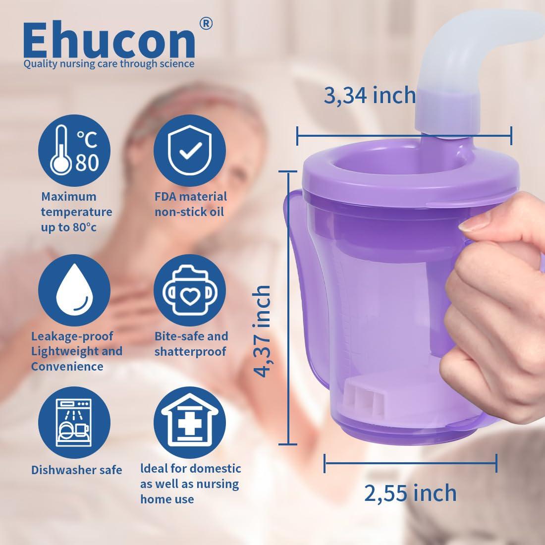 Ehucon Ehucon Dysphagia Regulating Drinking Cup for Elderly-Having Difficulty Swallowing,Dispenses 5 cc or 10 cc of Liquid Helps to Prevent Choking,Liquids Only (Overall purple)