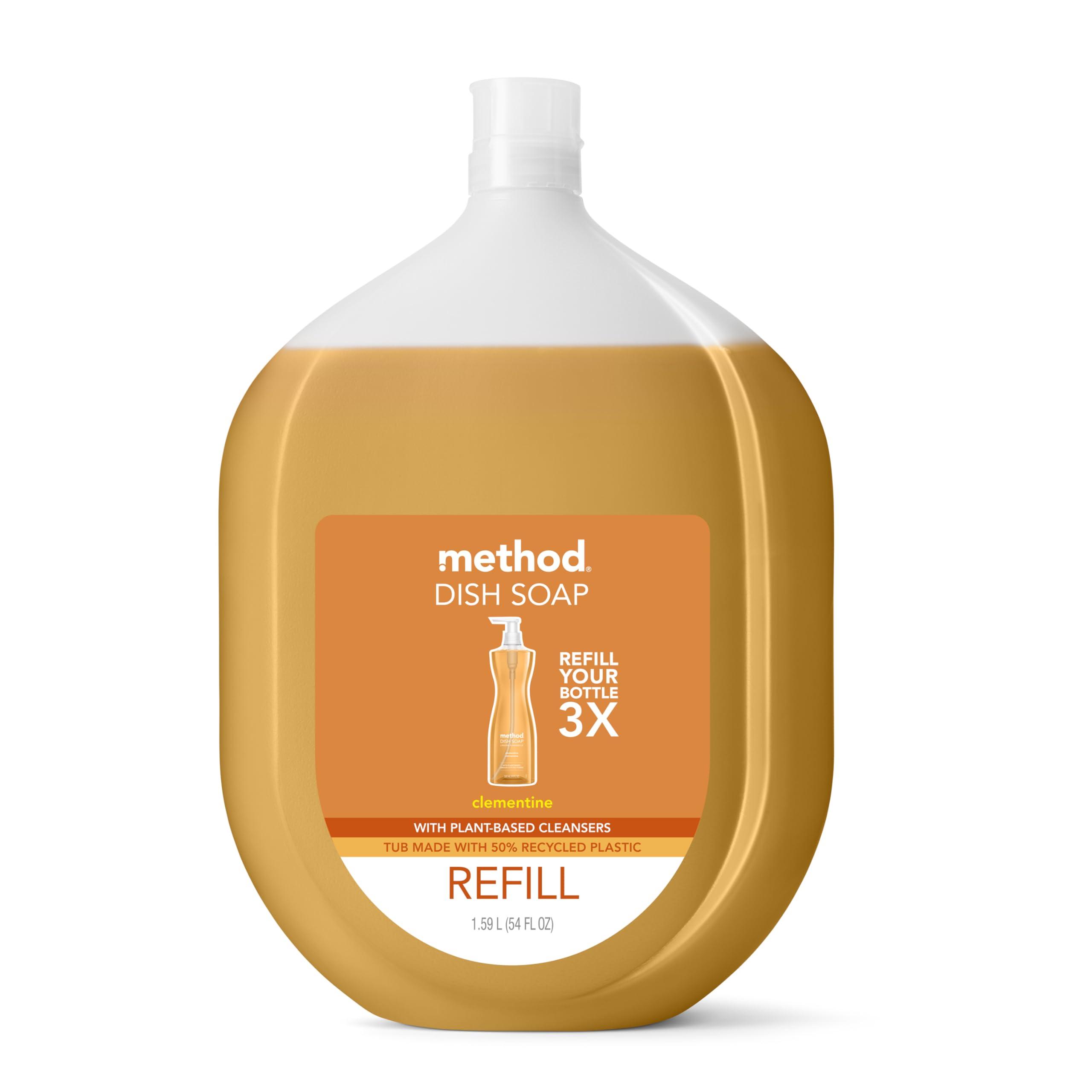 Method Method Gel Dish Soap, Refill, Clementine, Recylable Bottle, Biodegradable formula, 54 Fl Oz (Pack of 1)