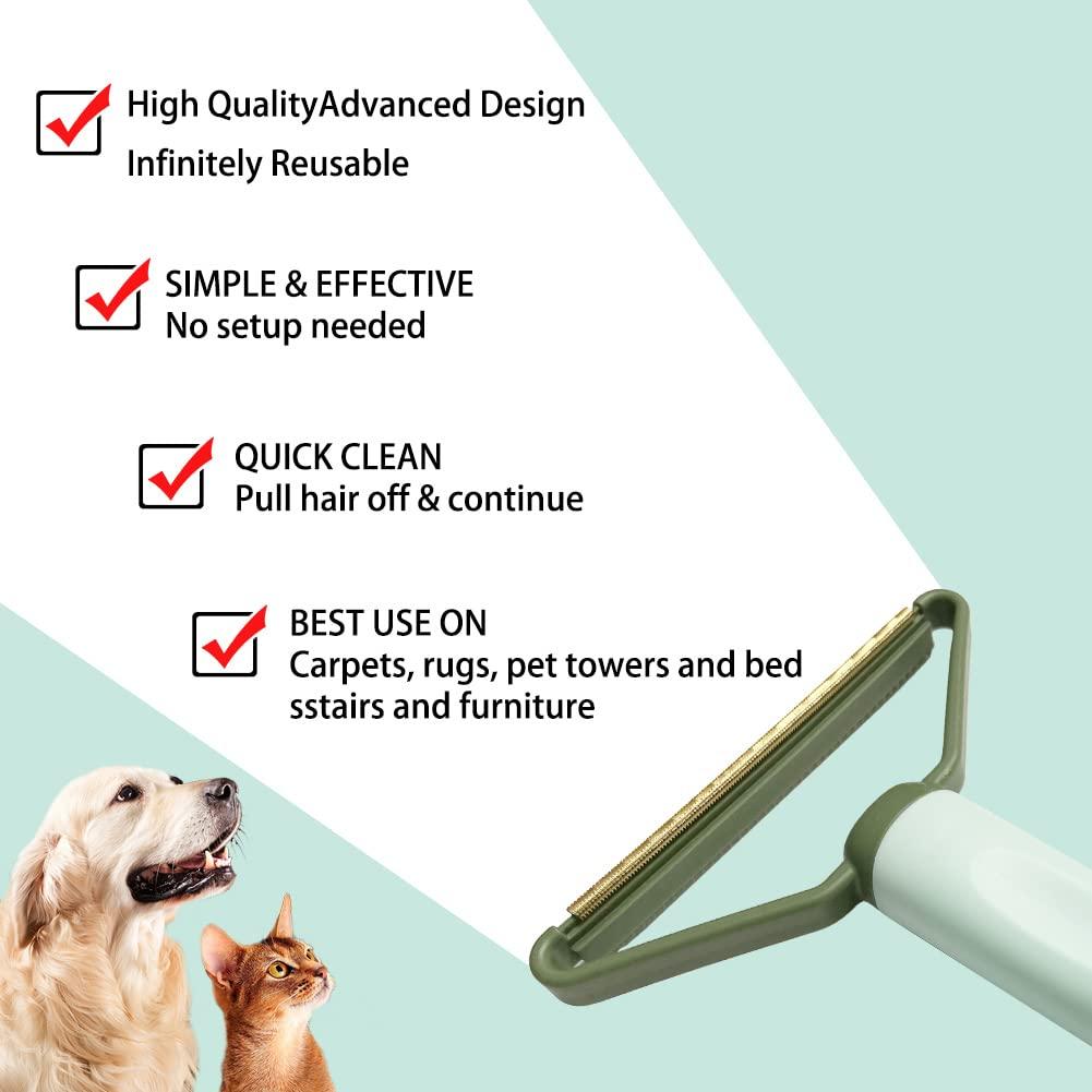 Generic Pet Hair Remover Portable, Dog Lint Remover,Cat Hair CleanerReusable Pet Hair and Lint Remover, Dual-Head Portable Cleaner for Carpet, Car and Fur, 3 Color Options for Rug Scraper Tool (Pink)