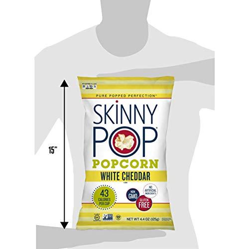 SkinnyPop SkinnyPop White Cheddar Popcorn, 6ct, 4.4oz Grocery Size Bags, Skinny Pop, Healthy Popcorn Snacks, Gluten Free