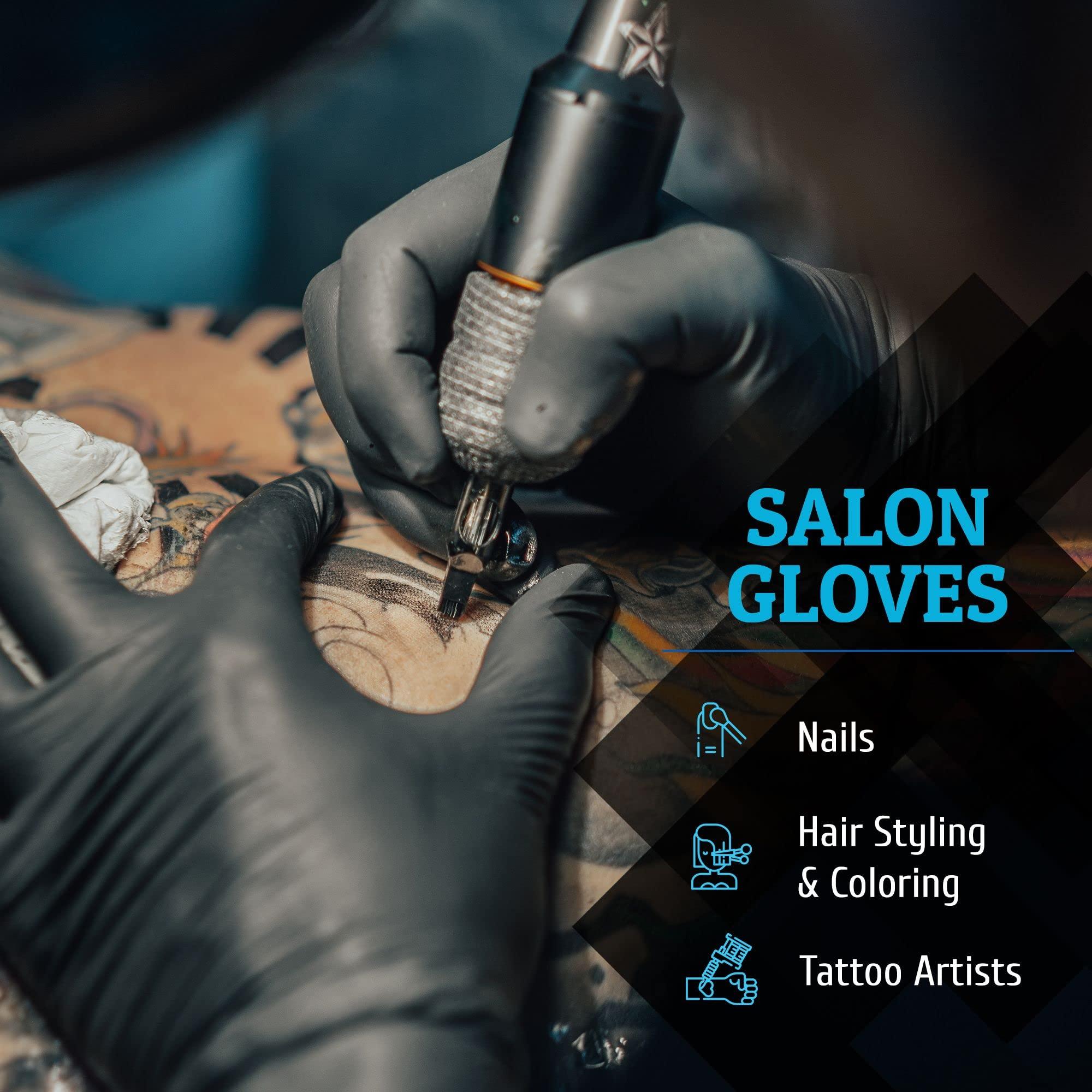 Hand-E Touch Hand-E Touch Black Nitrile Disposable Gloves Medium, 200 Count - BBQ, Tattoo, Hair Dye, Cooking, Mechanic Gloves - Powder and Latex Free Gloves