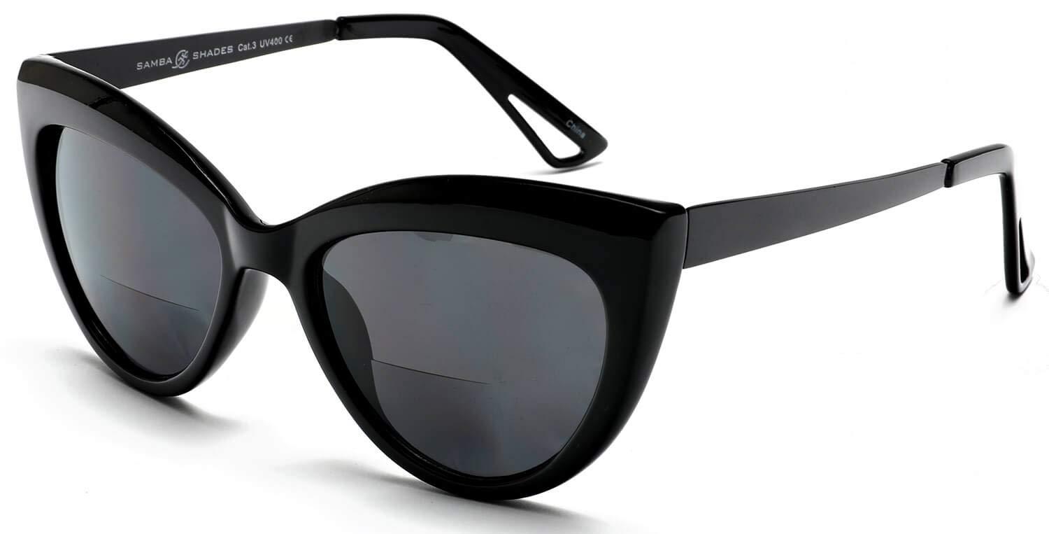SAMBA SHADES SAMBA SHADES Bifocal Reading Sunglasses Fashion Cat Eye Sunglass Readers Oversized Women\'s CatEye Glasses Black Rx 3.50