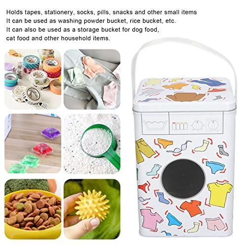 Pssopp Metal Laundry Powder Tin, Laundry Powder Detergent Storage Box Washing Machine Appearance Washing Powder Tablet Storage Container