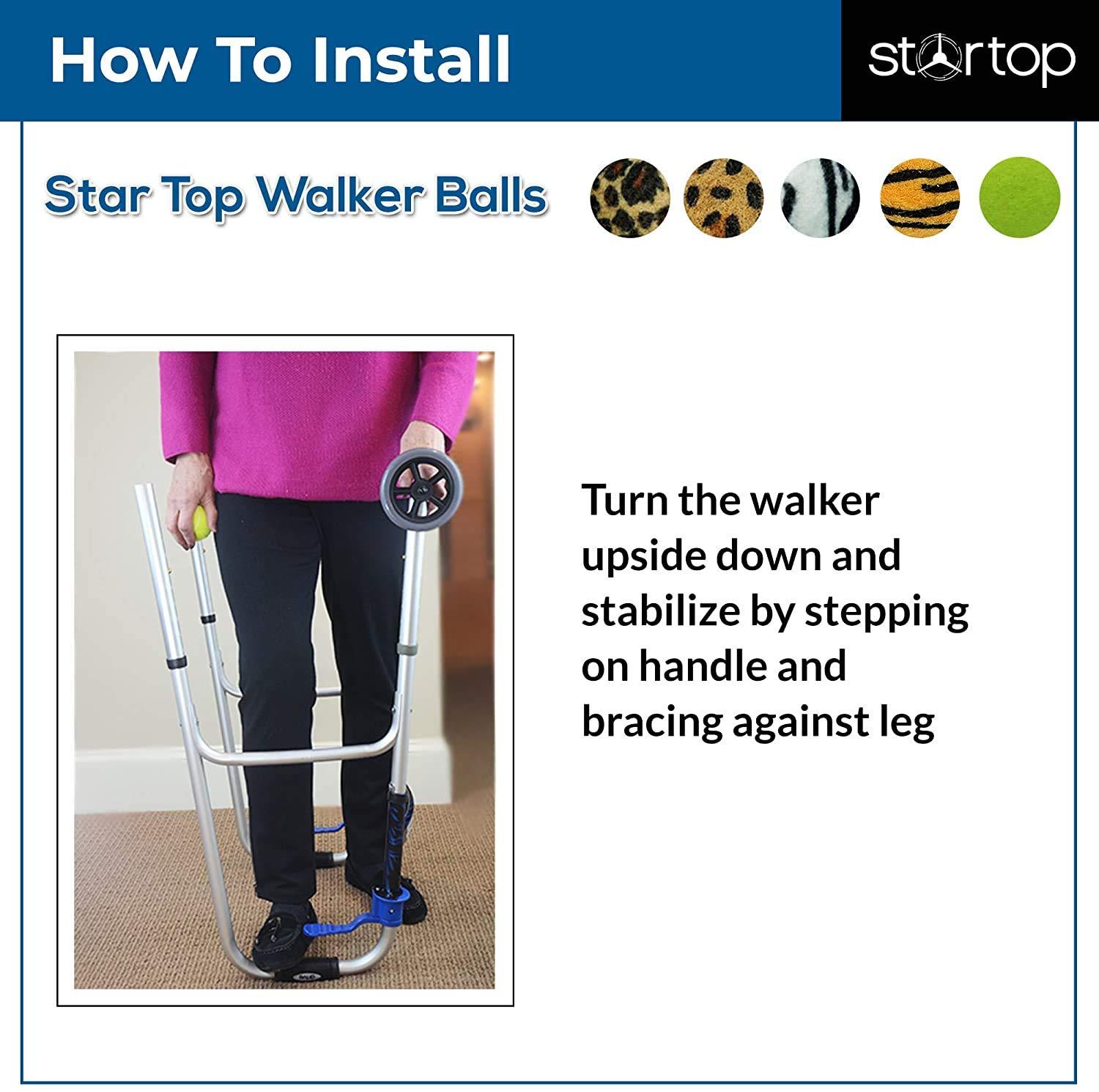STARTOP STARTOP Deluxe Pre Cut Walker Tennis Ball Glides - Walkers Legs Universal Precut Glide Balls, Accessories Gifts for Elderly Seniors or Medical Rehab (Tiger)