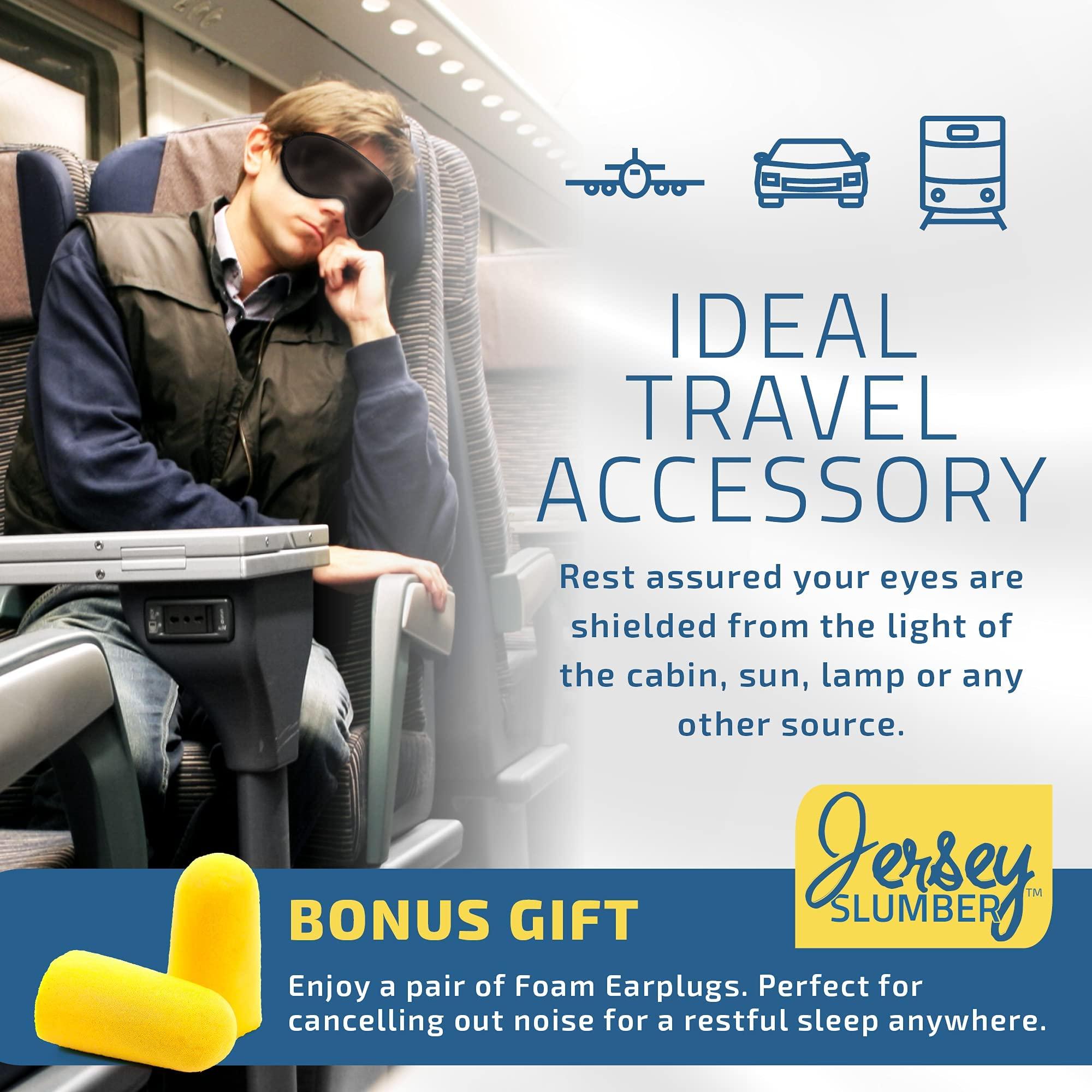 Jersey Slumber Silk Sleep Eye Mask for Men Women, Comfortable Super Soft Eye Mask with Adjustable Strap, 100% Pure Silk, Blocks Light, Jersey Slumber (Black, 1 Count (Pack of 2))