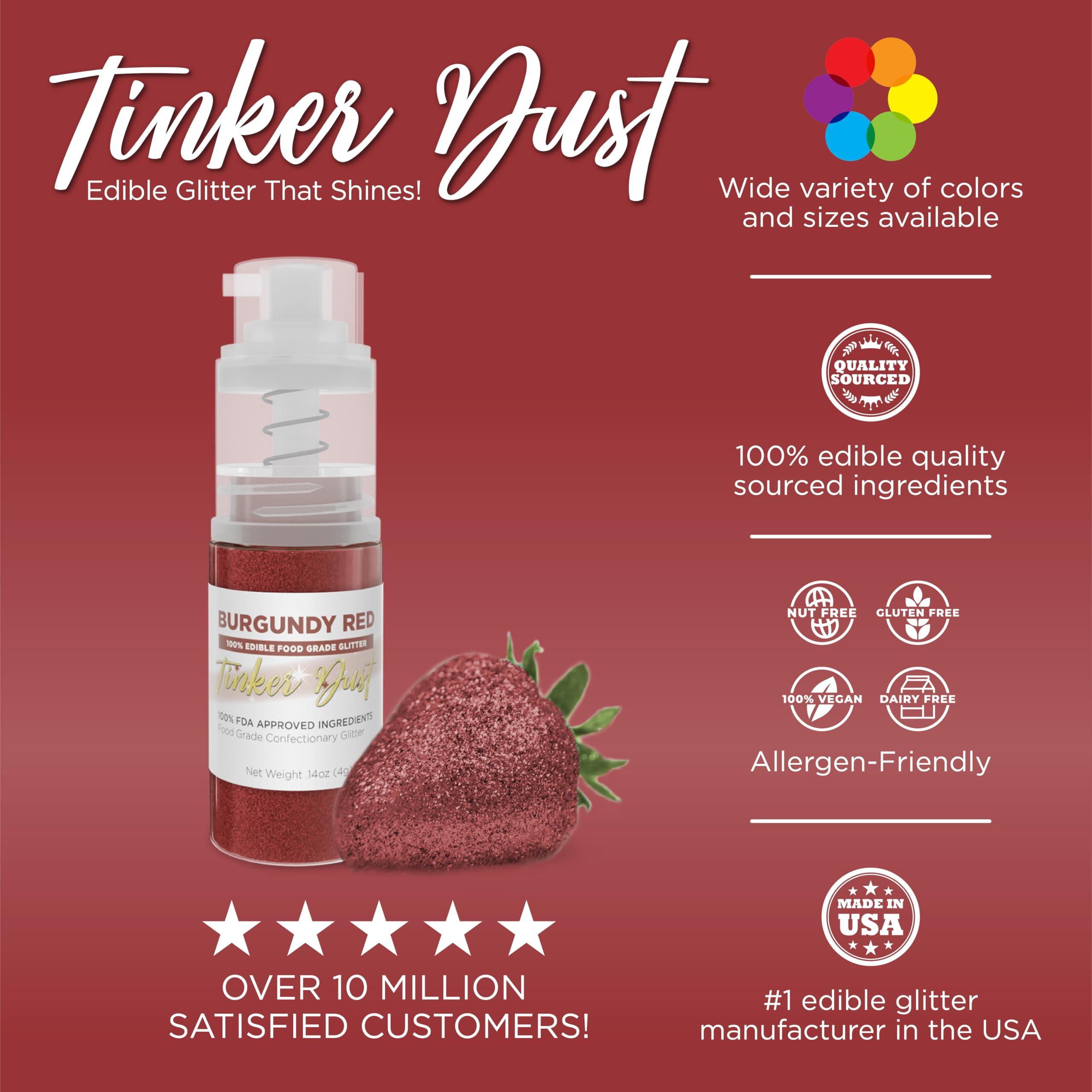 Bakell Bakell - Burgundy Red Tinker Dust (4g, 1x Mini Spray Pump) Edible Glitter for Food, Desserts, and Beverages!