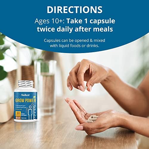 NuBest Grow Power Height Growth - Powerful Height Growth Formula for Children (10+) & Teens - Supports Healthy Height Growth, Overall Health with Calcium, Vitamin D3, Phosphorus, Magnesium & More - 6 Pack