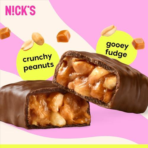 N!CK\'S NICKS Peanuts n fudge Keto Chocolate Candy Bars No Added Sugar 180 Calories, 3.0 Net carbs, Gluten Free Sweets Low carb Candy Snack Bar (Multipack 15x40g)