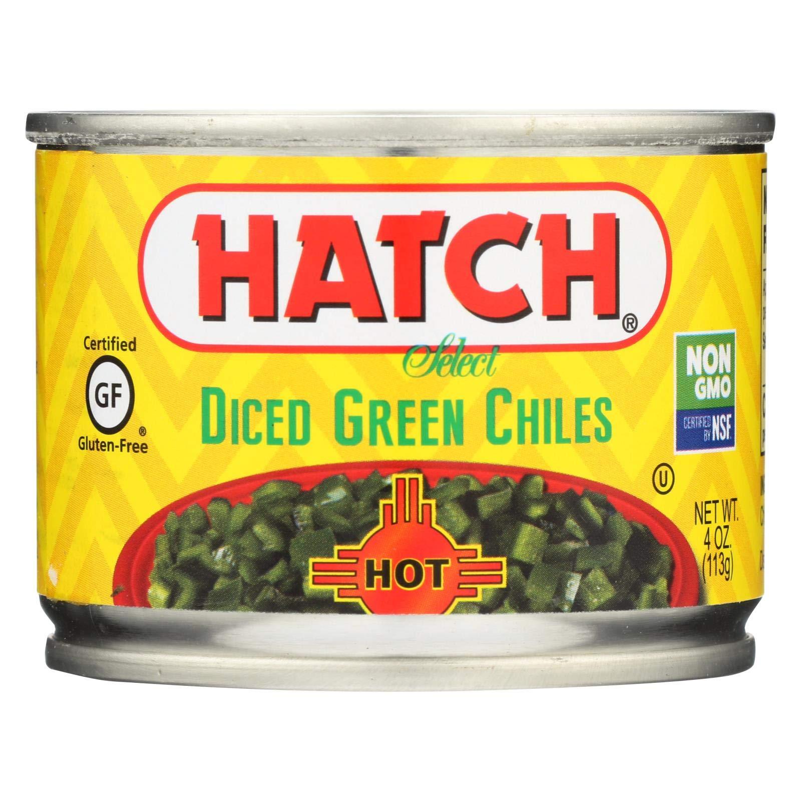 Hatch Chili Hatch Chili Hatch Diced Hot green Chilies - Diced Green Chiles - Case of 24 - 4 oz.