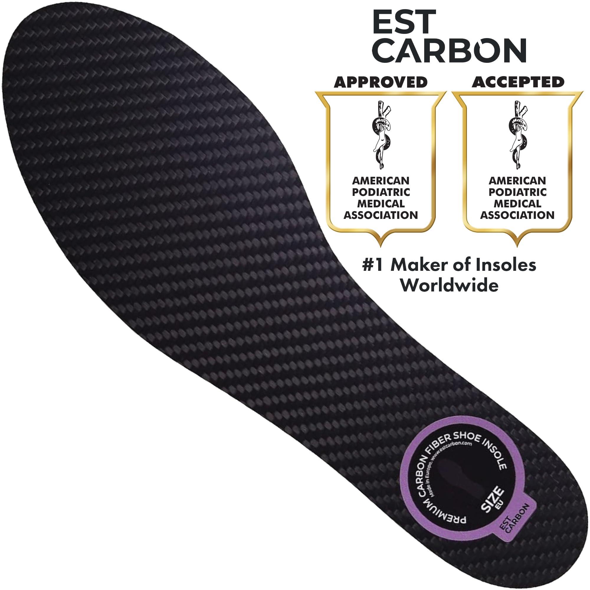 ESTCARBON 2 Piece (Pair) Carbon Fiber Insoles for Men & Women - Carbon Fiber Inserts for Basketball, Volleyball, Hiking,| Fits All Sneakers and Shoes - Enhances Athletic Performance Women 5-5.5, Men\'s 4-4.5