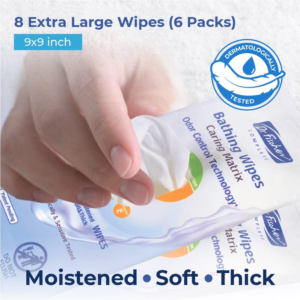 Dr. Fischer Dr. Fischer Rinse Free Bathing Wipes - Large Hygienic Cleansing Body Wipes for Adults - Disposable Shower Wipes. Bath Wipes for Adults. Convenient Travel Body Wipes.