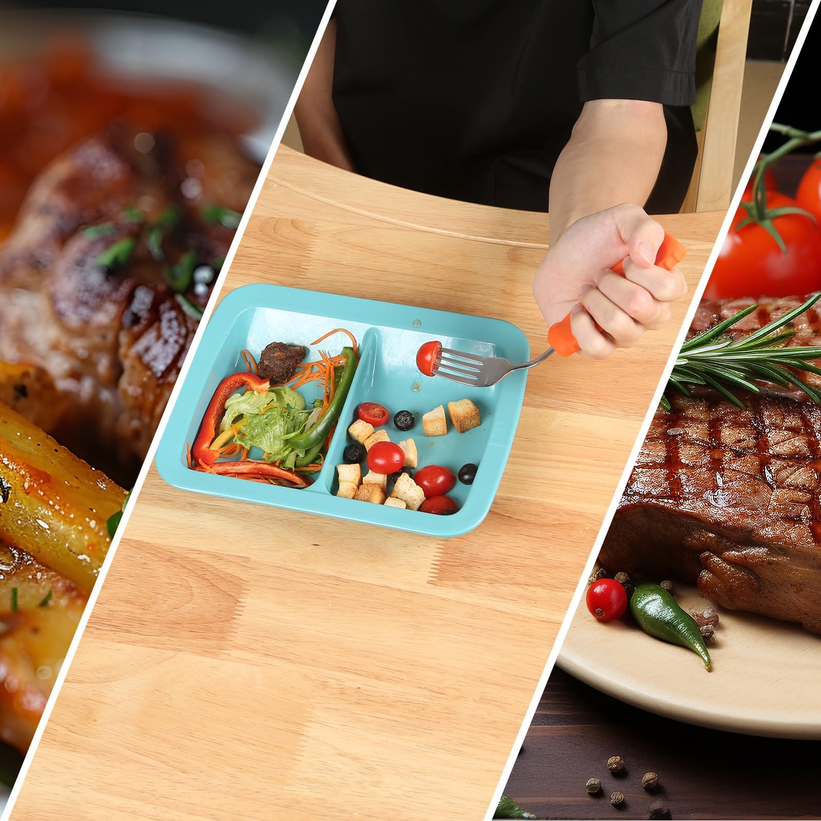 Ehucon Ehucon Adaptive Weighted Silverware Utensils Angled Fork for Hand Tremors Parkinsons,Weighted Utensils with Non-Slip Easy Grip Handles for Independent Eating(Left Hand,Orange,Pack of 1)