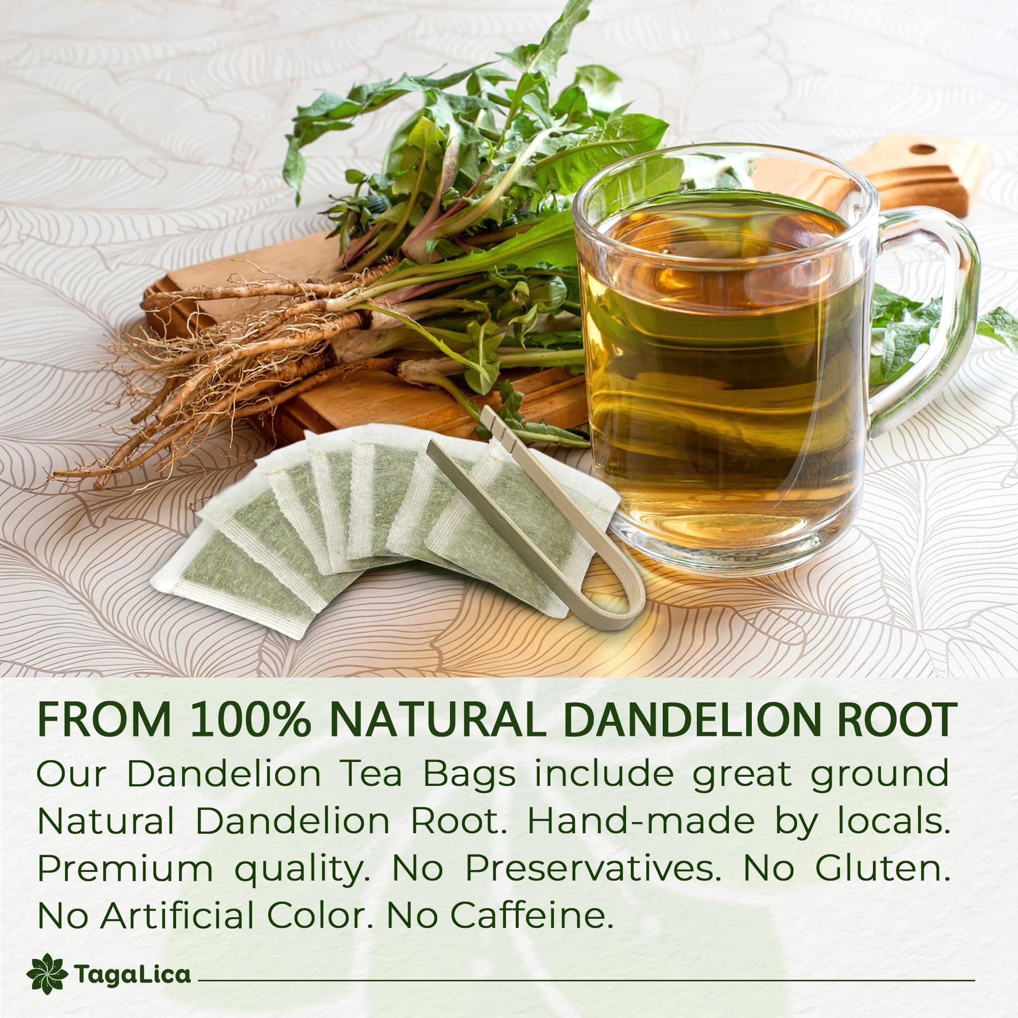 Tagalica Tagalica, Premium 30 Dandelion Root Tea Bags, 100% Natural & Pure from Dandelion Root, Eco-Conscious Tea Bags, Dandelion Root Herbal Tea. No Sugar, No Caffeine, No Gluten, Vegan.