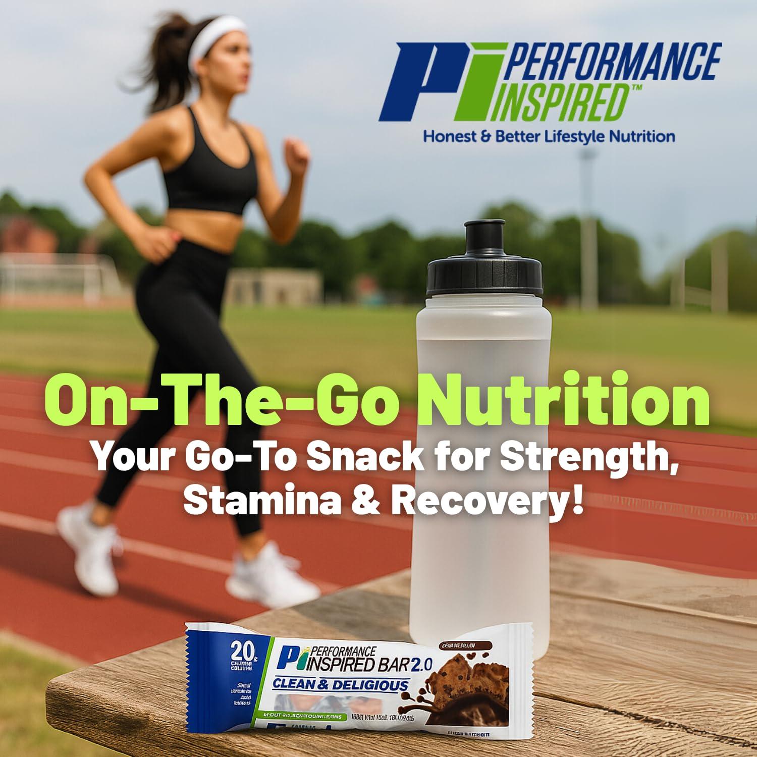 PERFORMANCE INSPIRED Performance Inspired Nutrition Protein Bar 2.0  20G Protein, 6G Fiber, 4G MCTs, 1 Billion CFU Probiotics  Gluten-Free  Chocolate Flavor  12 Count