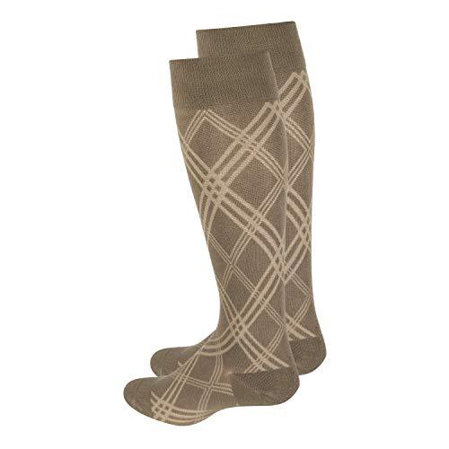 TOUCH Compression TOUCH Compression Socks for Women, 15-20 mmHg, Argyle, Cotton, 1 Pair, Tan, Large