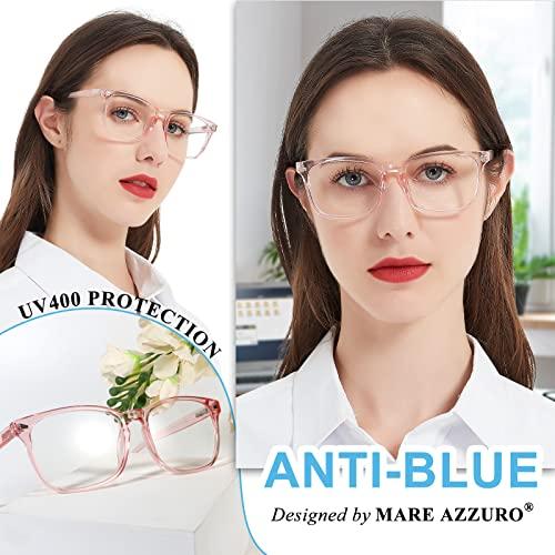 MARE AZZURO MARE AZZURO Blue Blocking Reading Glasses Women Light Computer Readers 0 1.00 1.25 1.50 1.75 2.00 2.25 2.50 2.75 3.00 3.50 4.00 5.00 6.00 (Pink, 125)