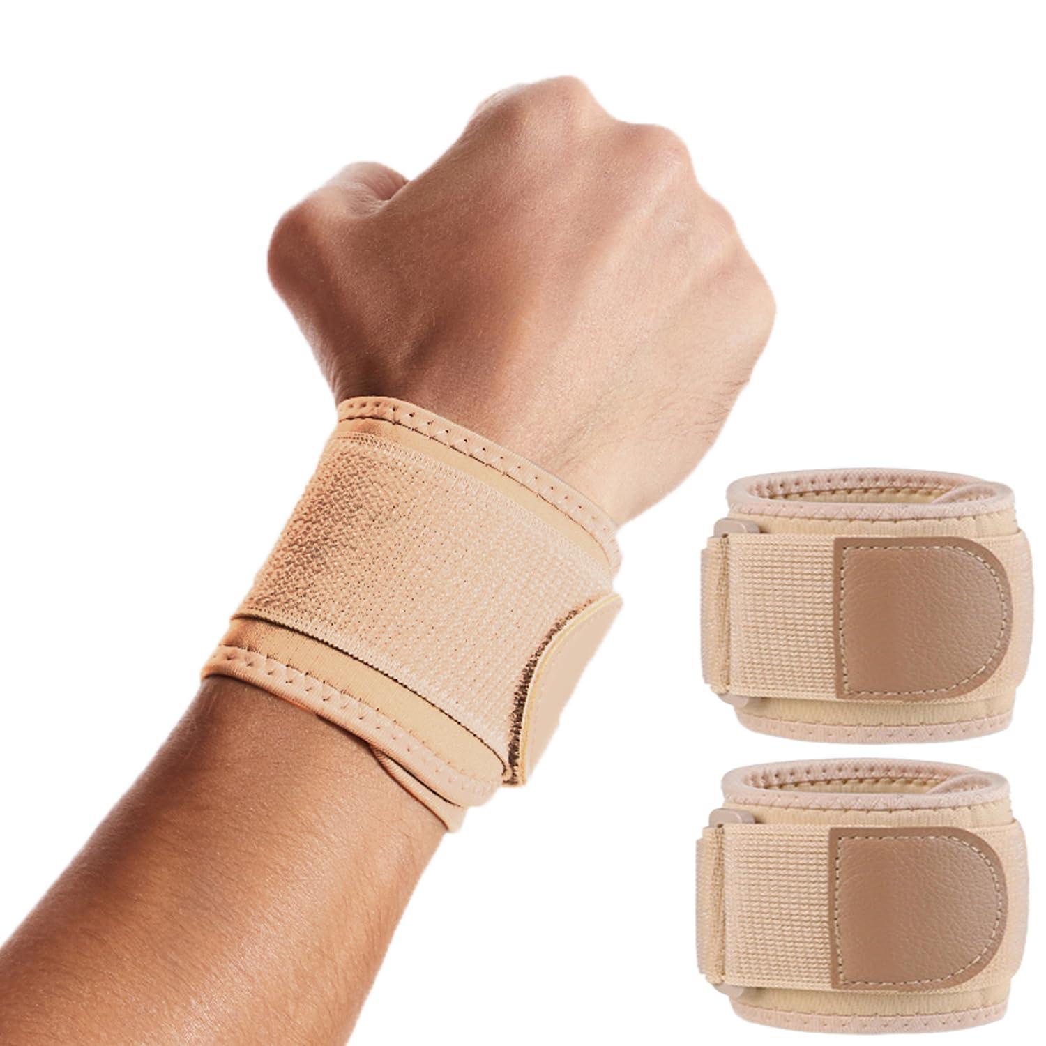 Cinlitek Cinlitek 2 Pack Wrist Wraps for Sports Protection and Pain Relief, Adjustable Wrist Support Strap for Tendonitis, Working Out, Weightlifting,Strength Training,Kettlebell,Unisex(Skin)